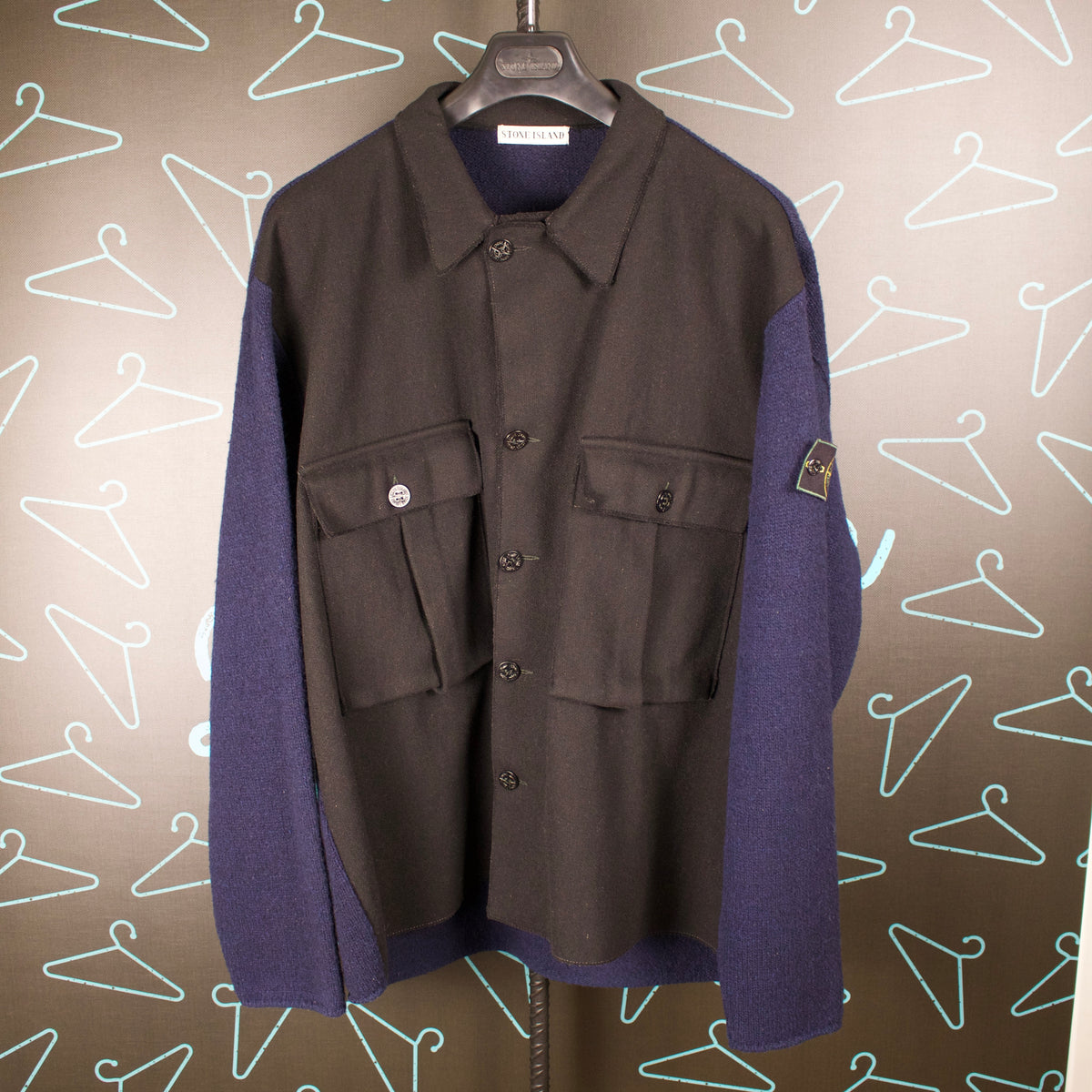 Stone Island A/W '94 Military Knit Jumper with Green Edge Badge - ExL / 2XL